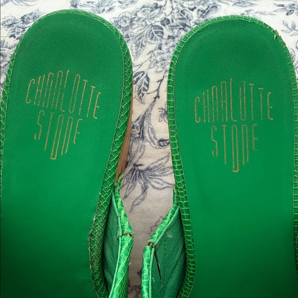Charlotte Stone Marlo Clogs in Hot Mint Green Embossed Leather - Picture 10 of 12